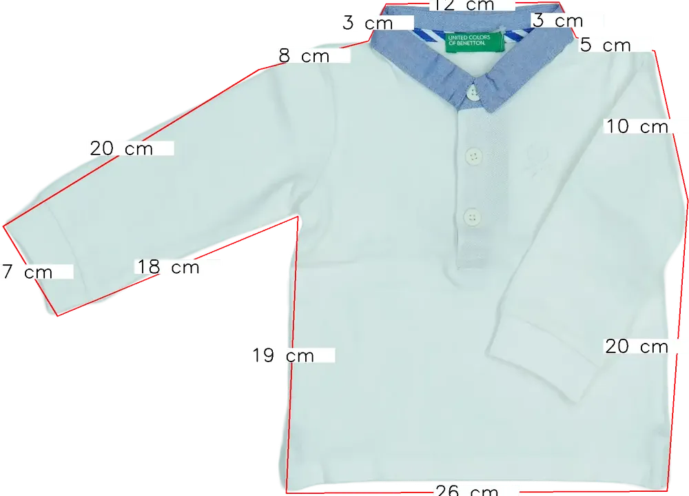Fehér Benetton Galléros póló EU 74 / UK 6-9 hónap / US 6-9 hónap