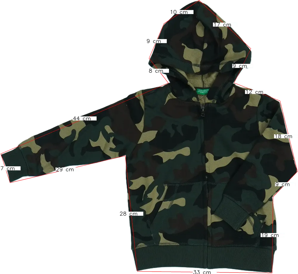 Terepszínű Benetton Kapucnis pulóver EU 110 / UK 5 év / US 5 év/XS