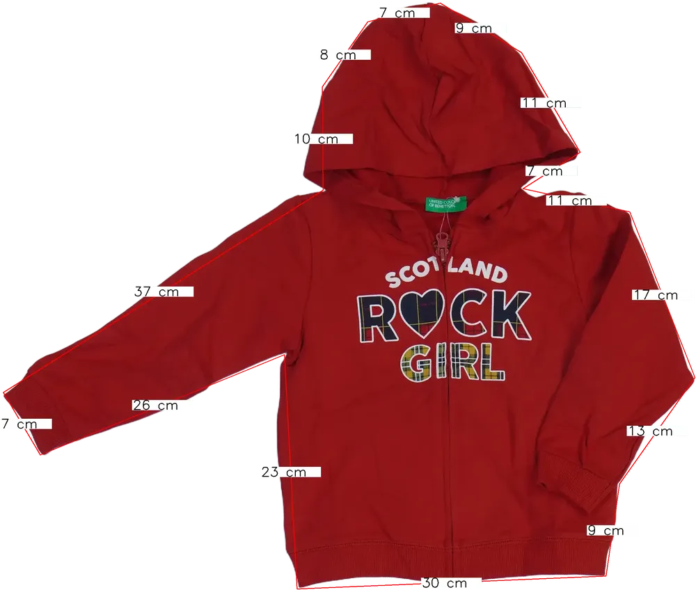 Piros Benetton Kapucnis pulóver EU 98 / UK 3 év / US 3T