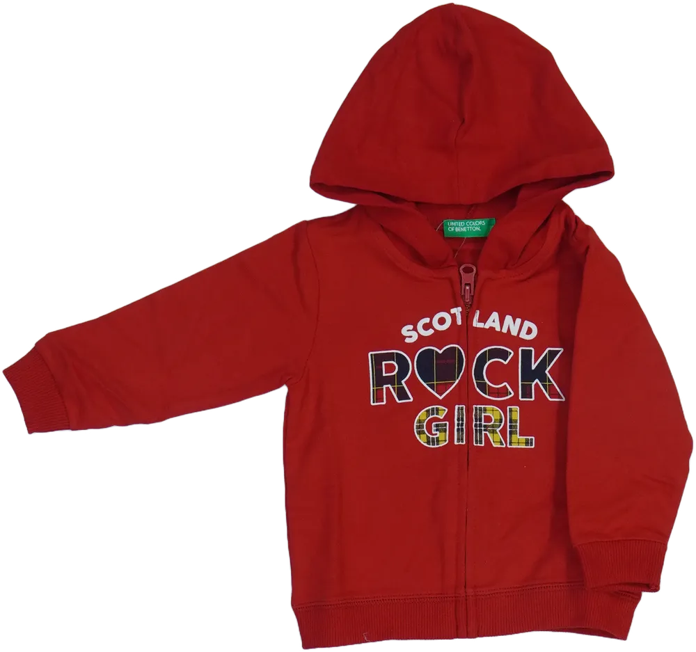 Piros Benetton Kapucnis pulóver EU 74 / UK 6-9 hónap / US 6-9 hónap