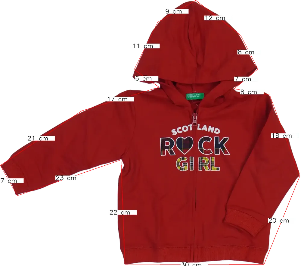 Piros Benetton Kapucnis pulóver EU 92 / UK 2 év / US 2T