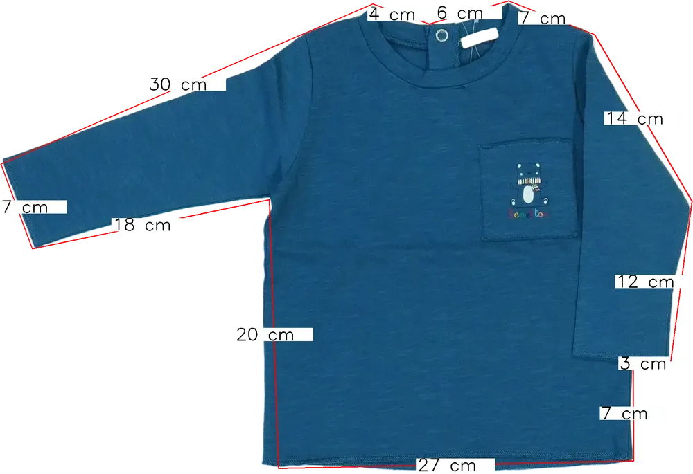 Kék Benetton Hosszú ujjú felső EU 74 / UK 6-9 hónap / US 6-9 hónap