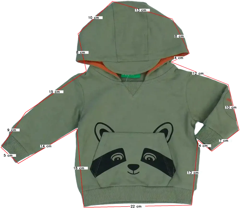 Zöld Benetton Kapucnis pulóver EU 62 / UK 0-3 hónap / US 0-3 hónap