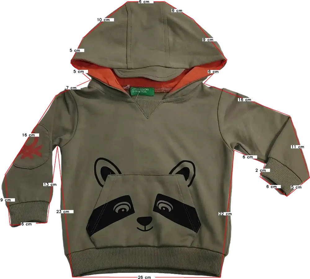 Zöld Benetton Kapucnis pulóver EU 68 / UK 3-6 hónap / US 3-6 hónap