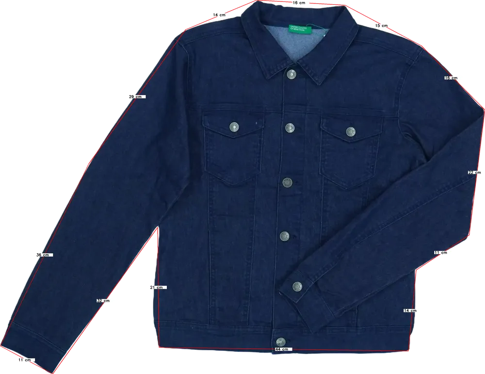 Kék Benetton Farmerdzseki EU 170 / UK 15 év / US XL