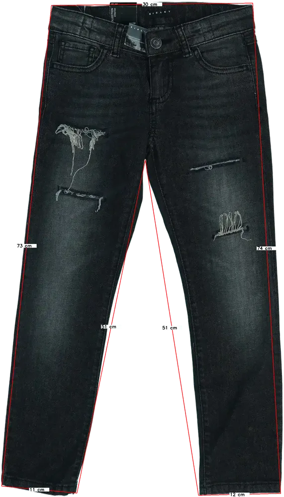 Fekete Sisley Farmernadrág EU 128 / UK 8 év / US 8 év/M