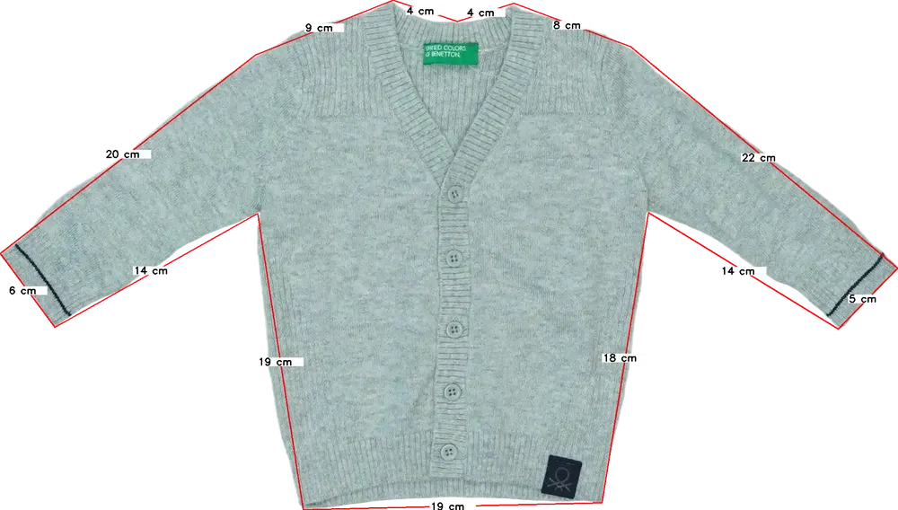 Szürke Benetton Kardigán EU 68 / UK 3-6 hónap / US 3-6 hónap