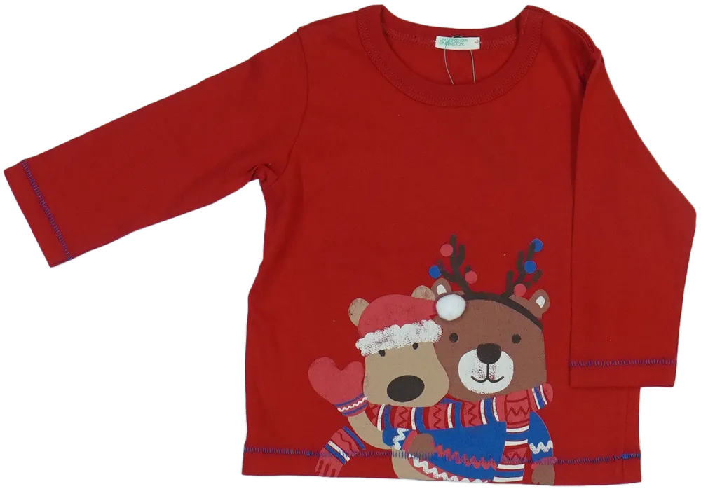 Piros Benetton Hosszú ujjú felső EU 68 / UK 3-6 hónap / US 3-6 hónap