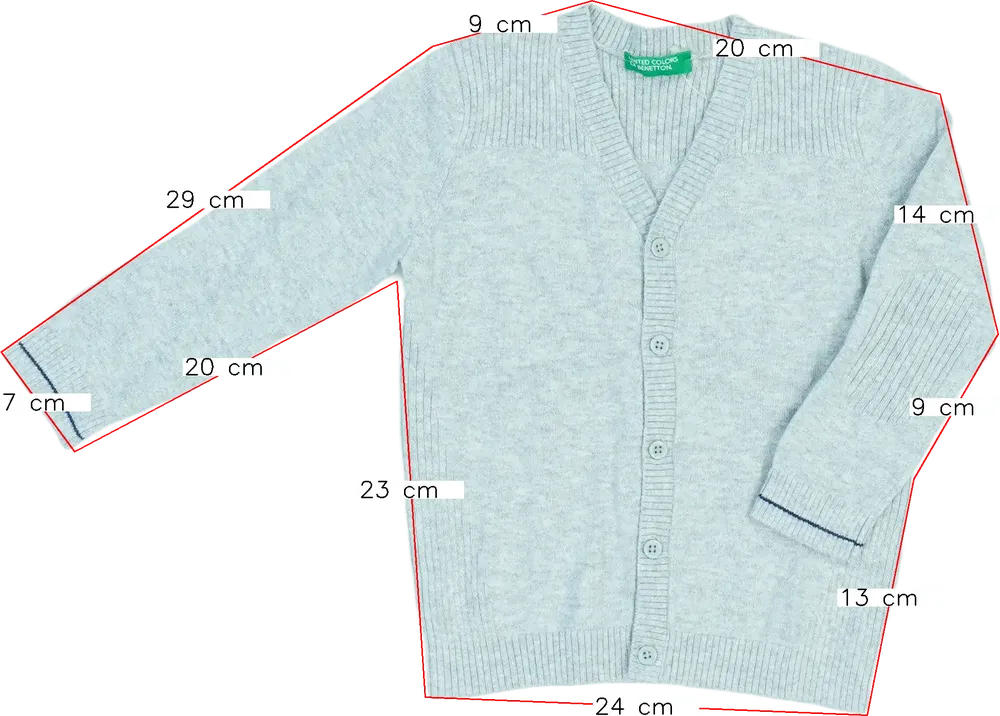 Szürke Benetton Kardigán EU 86 / UK 12-18 hónap / US 18 hónap