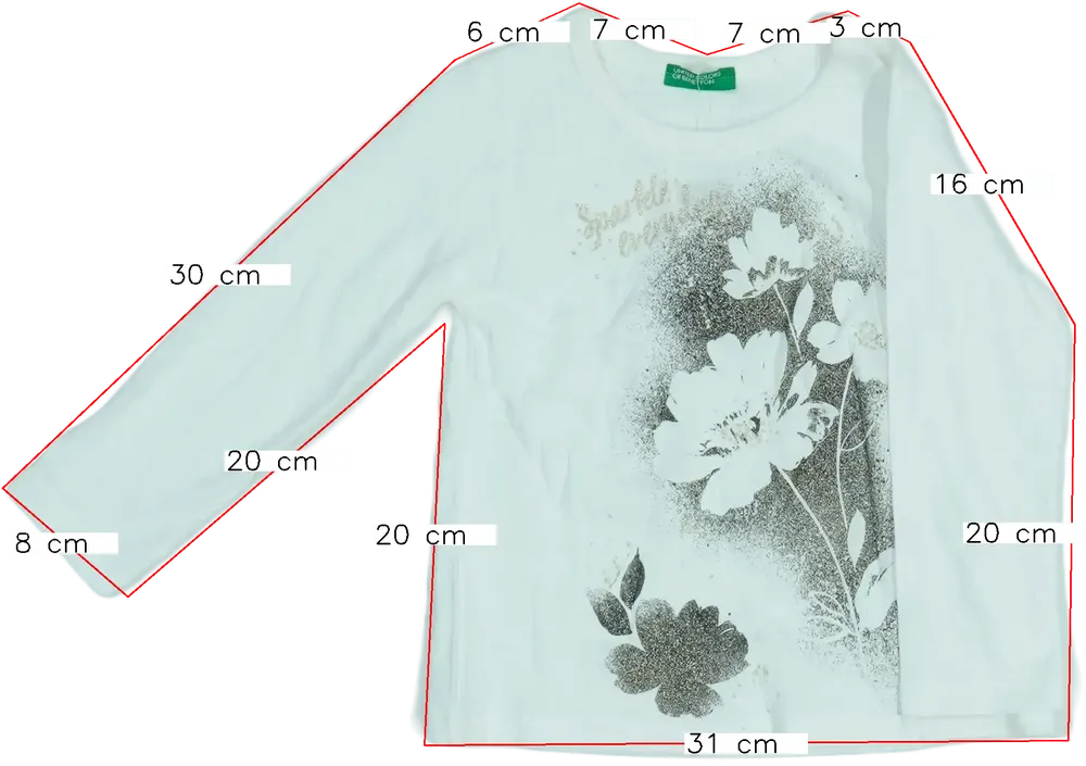 Fehér Benetton Hosszú ujjú felső EU 92 / UK 2 év / US 2T