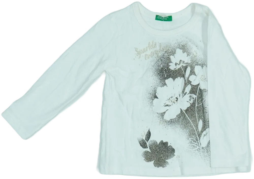 Fehér Benetton Hosszú ujjú felső EU 92 / UK 2 év / US 2T