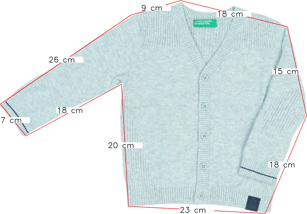 Szürke Benetton Kardigán EU 74 / UK 6-9 hónap / US 6-9 hónap
