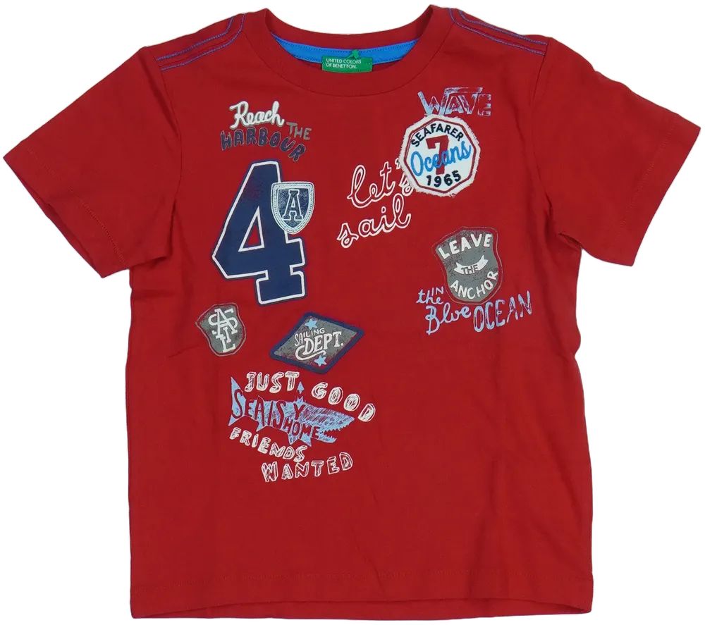 Piros Benetton Póló EU 104 / UK 4 év / US 4T/XS