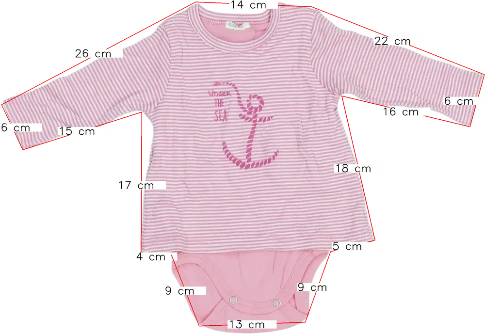 Rózsaszín Benetton Hosszú ujjú body EU 68 / UK 3-6 hónap / US 3-6 hónap