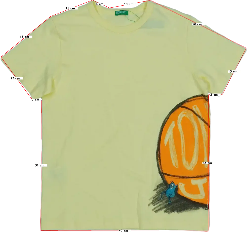 Sárga Benetton Póló EU 140 / UK 10 év / US 10 év/L