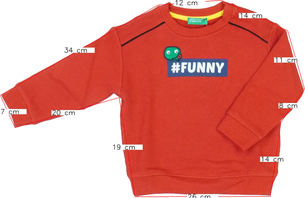Piros Benetton Pulóver EU 86 / UK 12-18 hónap / US 18 hónap