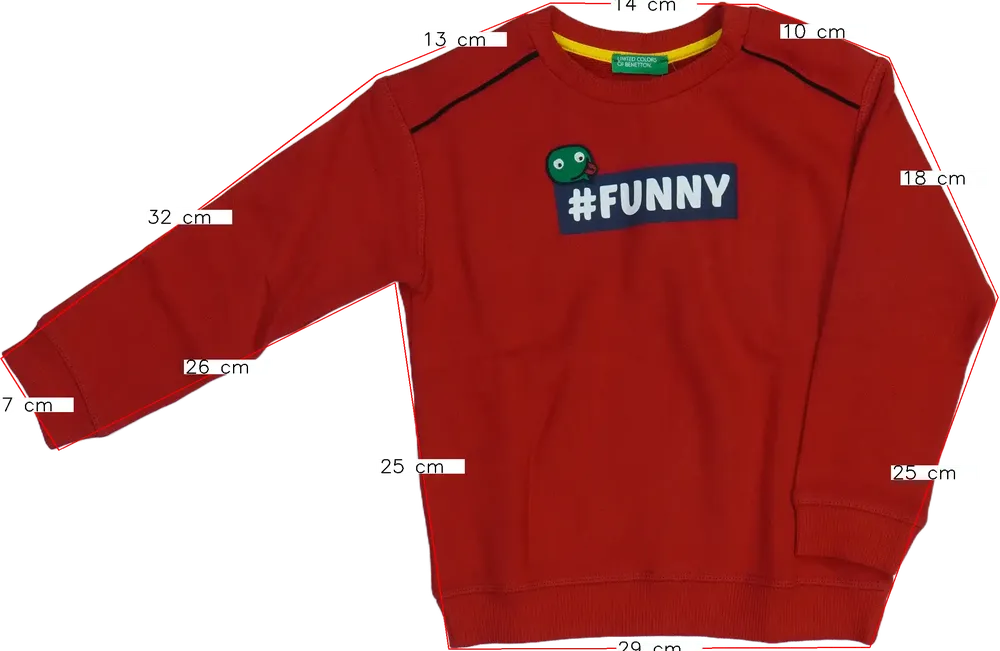 Piros Benetton Pulóver EU 104 / UK 4 év / US 4T/XS