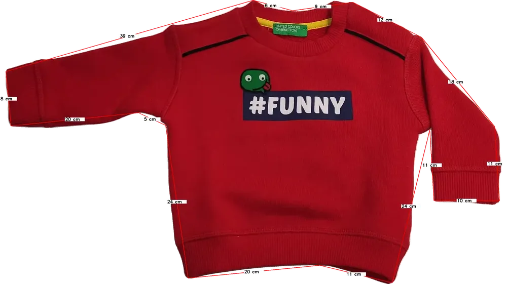 Piros Benetton Pulóver EU 62 / UK 0-3 hónap / US 0-3 hónap