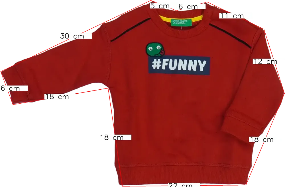 Piros Benetton Pulóver EU 74 / UK 6-9 hónap / US 6-9 hónap