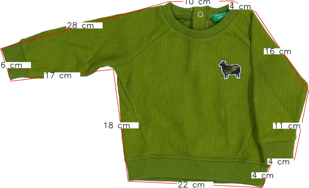 Zöld Benetton Kötött pulcsi EU 68 / UK 3-6 hónap / US 3-6 hónap