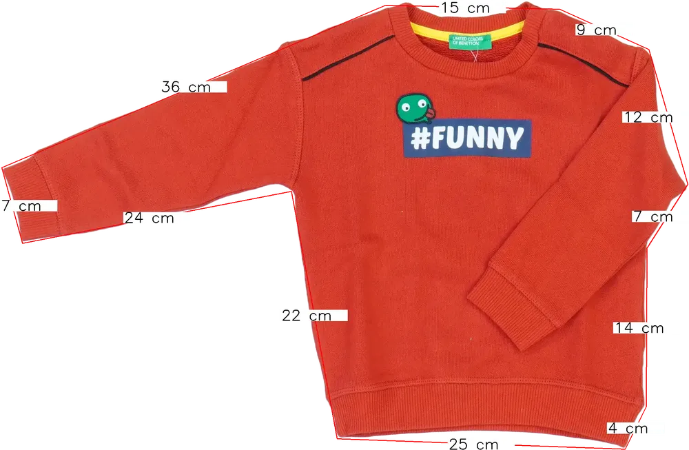 Piros Benetton Pulóver EU 92 / UK 2 év / US 2T