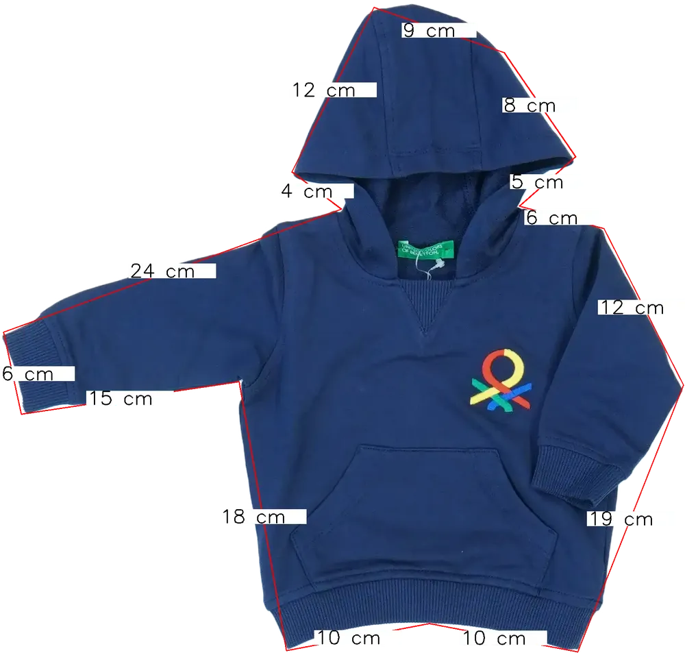 Kék Benetton Kapucnis pulóver EU 68 / UK 3-6 hónap / US 3-6 hónap
