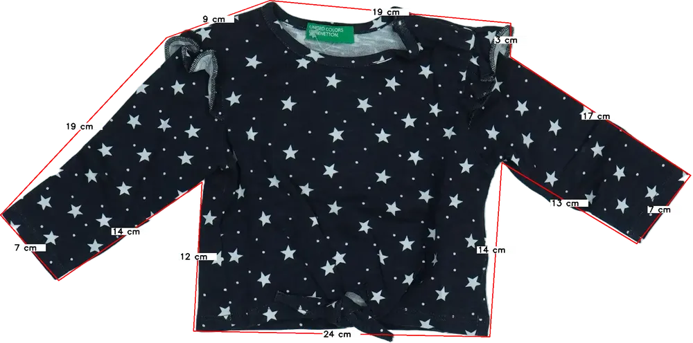 Szürke Benetton Hosszú ujjú felső EU 68 / UK 3-6 hónap / US 3-6 hónap