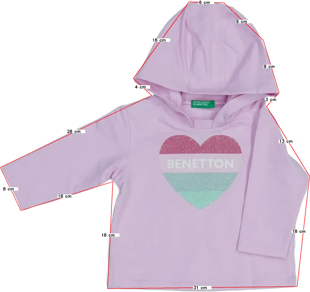 Rózsaszín Benetton Kapucnis pulóver EU 80 / UK 9-12 hónap / US 12 hónap