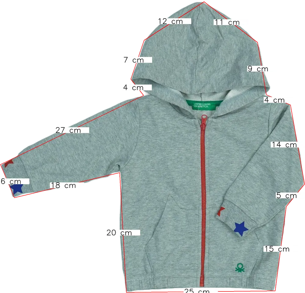 Szürke Benetton Kapucnis pulóver EU 80 / UK 9-12 hónap / US 12 hónap