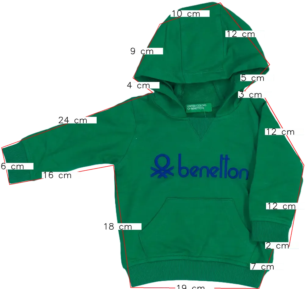 Zöld Benetton Kapucnis pulóver EU 68 / UK 3-6 hónap / US 3-6 hónap