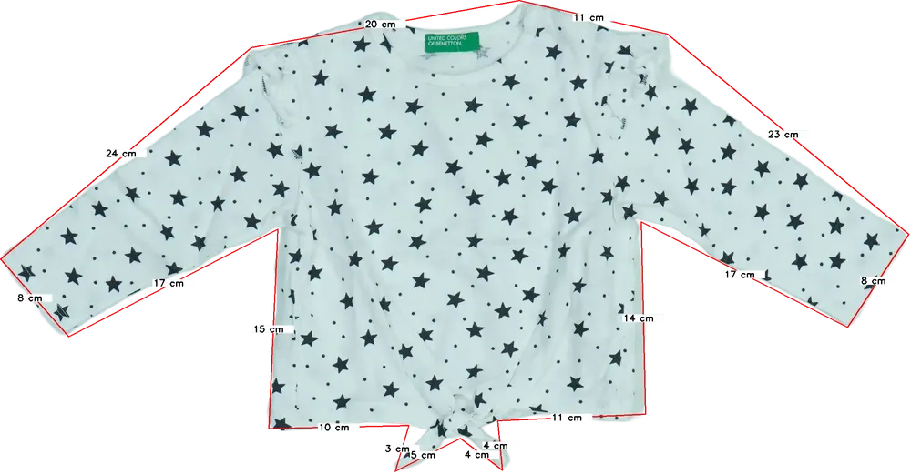 Fehér Benetton Hosszú ujjú felső EU 80 / UK 9-12 hónap / US 12 hónap