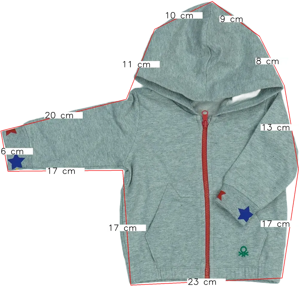 Szürke Benetton Kapucnis pulóver EU 68 / UK 3-6 hónap / US 3-6 hónap