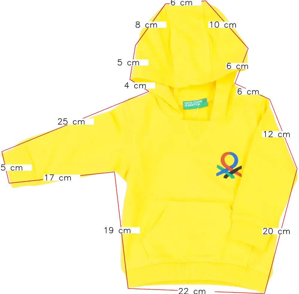 Sárga Benetton Kapucnis pulóver EU 68 / UK 3-6 hónap / US 3-6 hónap