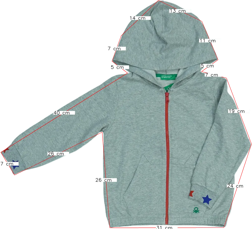 Szürke Benetton Kapucnis pulóver EU 104 / UK 4 év / US 4T/XS