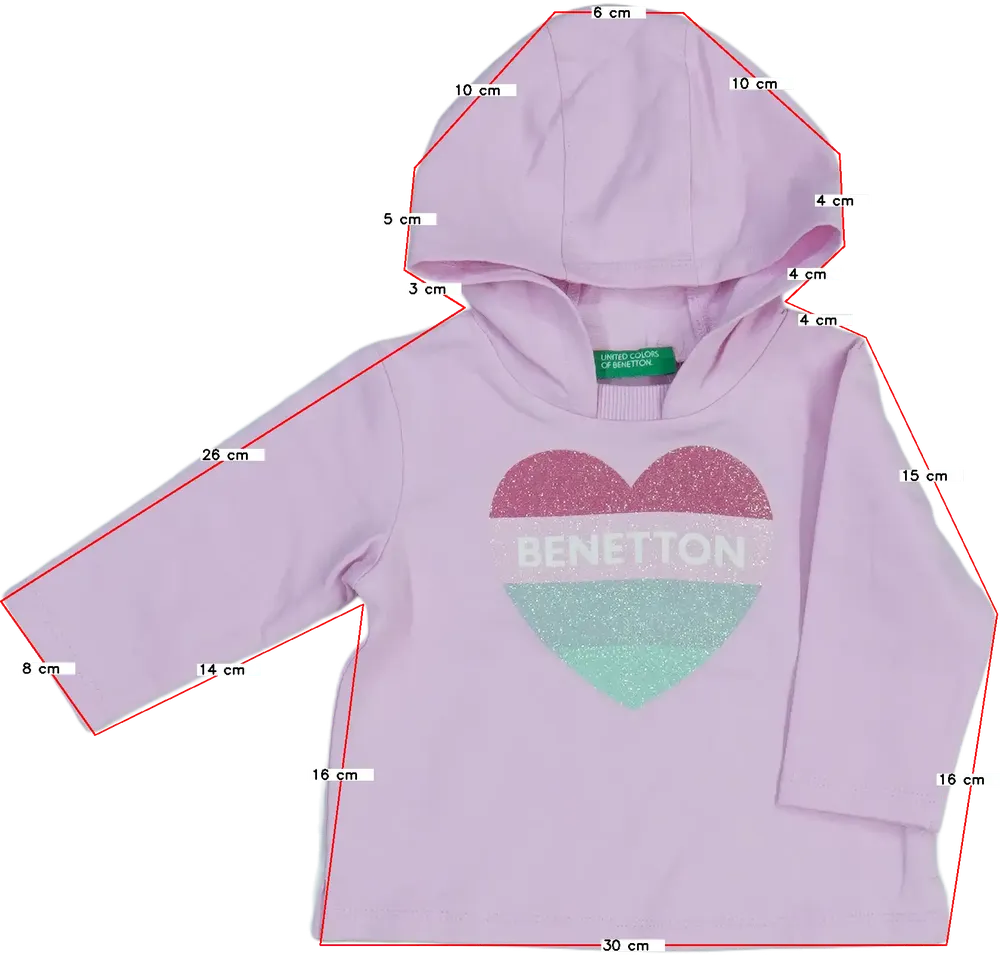 Rózsaszín Benetton Kapucnis pulóver EU 74 / UK 6-9 hónap / US 6-9 hónap