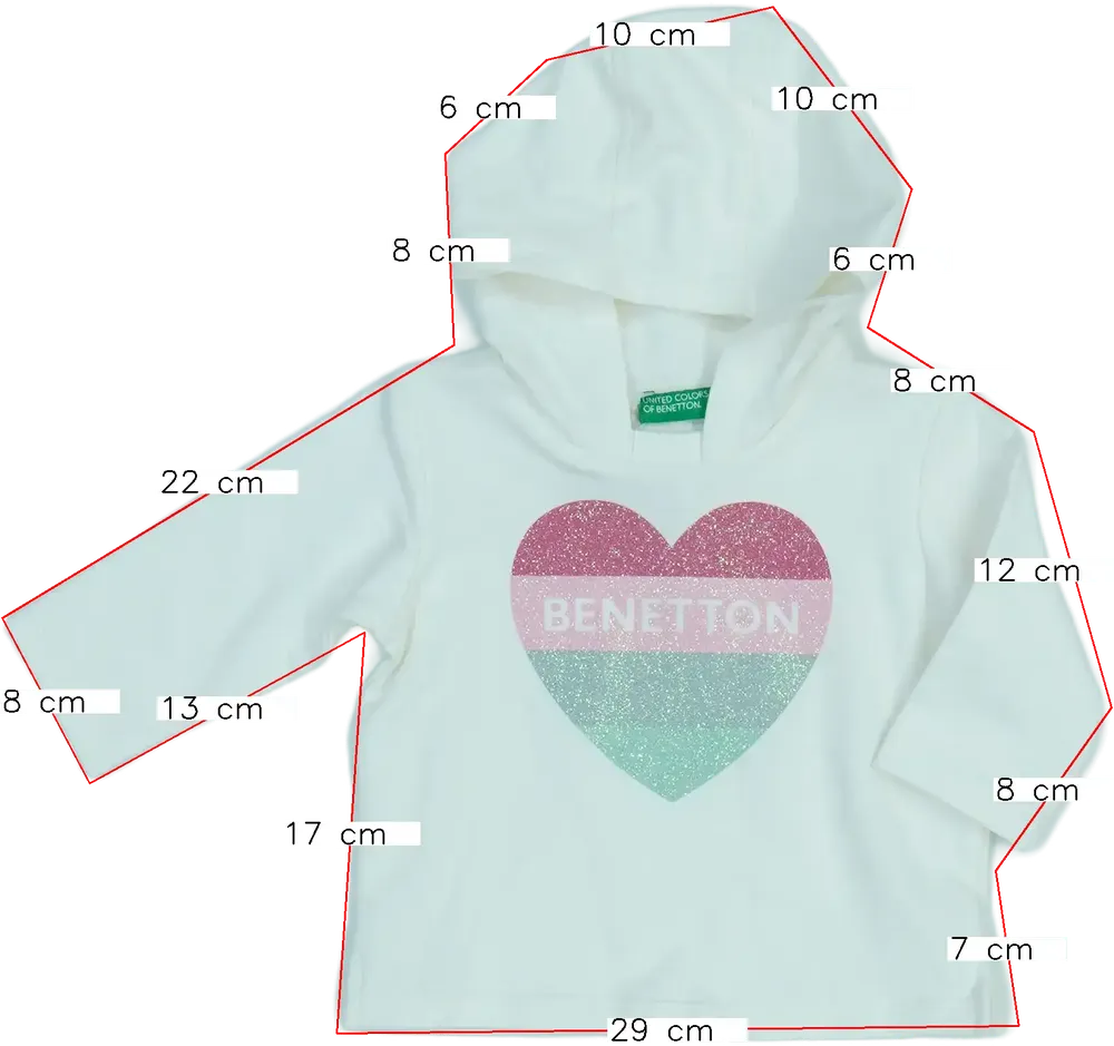 Fehér Benetton Kapucnis pulóver EU 68 / UK 3-6 hónap / US 3-6 hónap