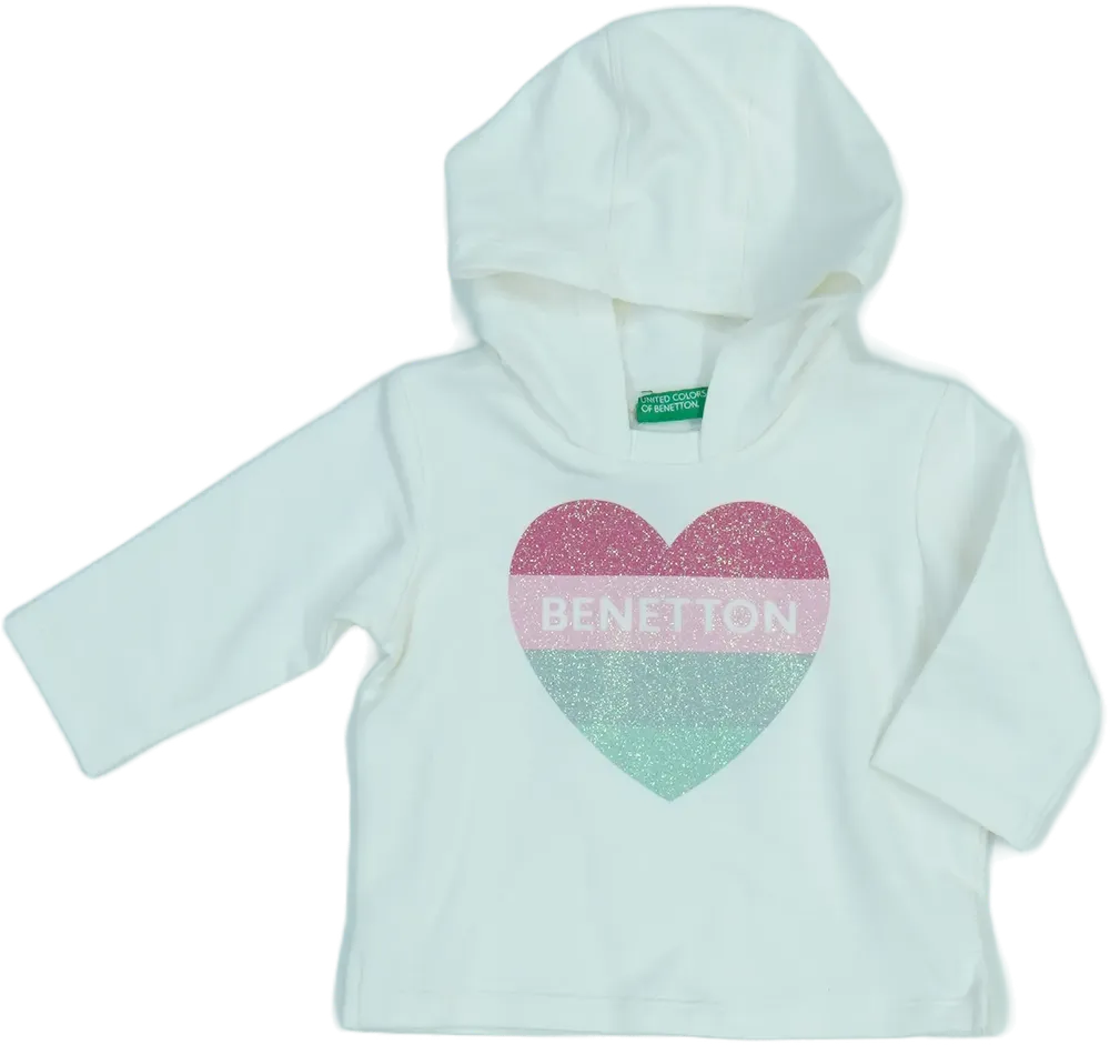 Fehér Benetton Kapucnis pulóver EU 68 / UK 3-6 hónap / US 3-6 hónap