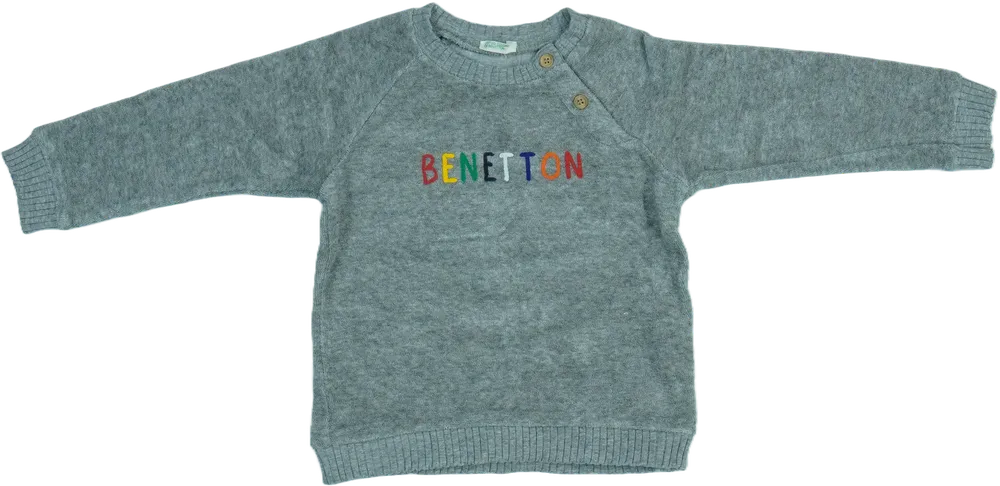 Szürke Benetton Pulóver EU 80 / UK 9-12 hónap / US 12 hónap