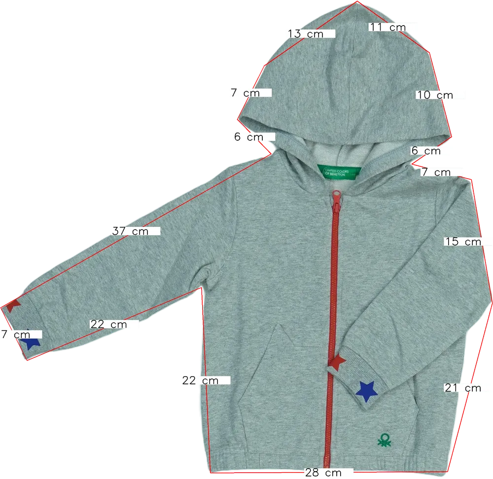 Szürke Benetton Kapucnis pulóver EU 92 / UK 2 év / US 2T