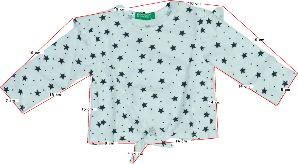 Fehér Benetton Hosszú ujjú felső EU 68 / UK 3-6 hónap / US 3-6 hónap