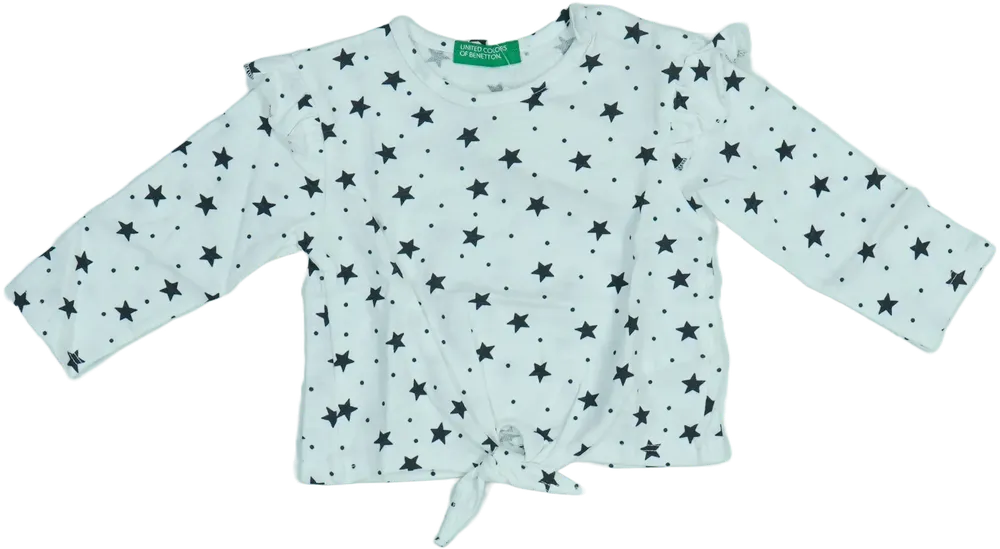 Fehér Benetton Hosszú ujjú felső EU 68 / UK 3-6 hónap / US 3-6 hónap