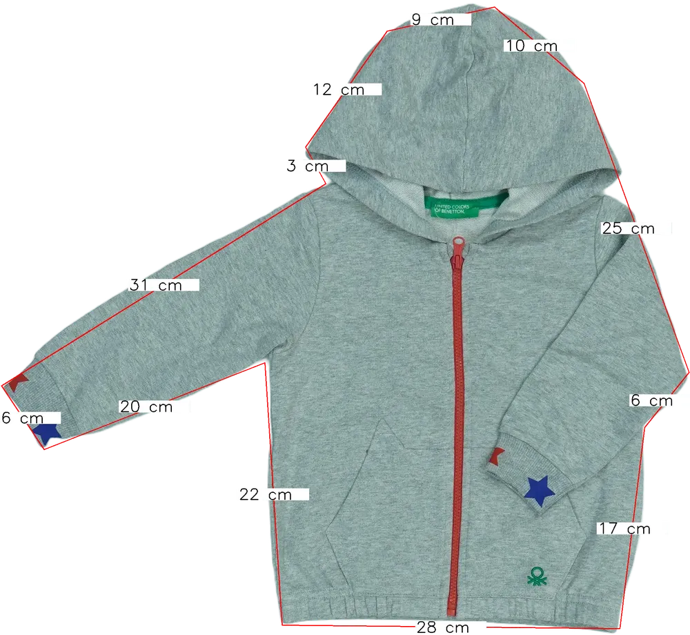 Szürke Benetton Kapucnis pulóver EU 86 / UK 12-18 hónap / US 18 hónap