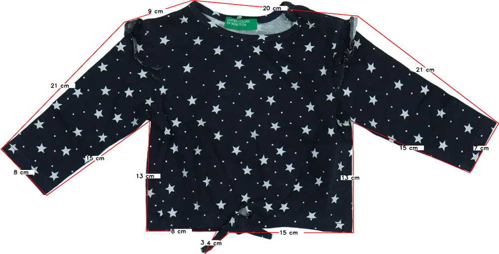 Szürke Benetton Hosszú ujjú felső EU 74 / UK 6-9 hónap / US 6-9 hónap