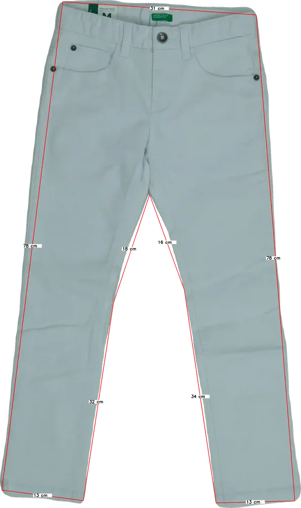 Fehér Benetton Farmernadrág EU 128 / UK 8 év / US 8 év/M