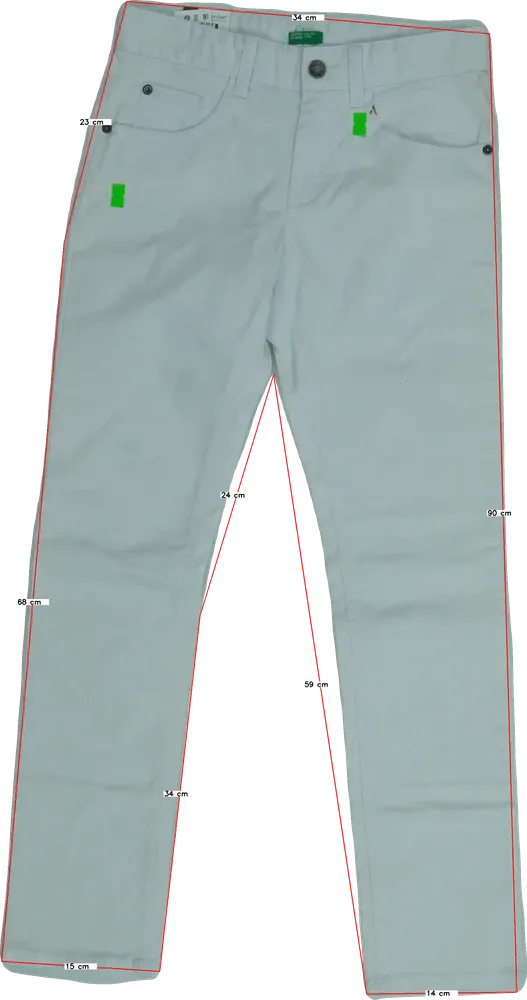Fehér Benetton Farmernadrág EU 146 / UK 11 év / US 12 év/L