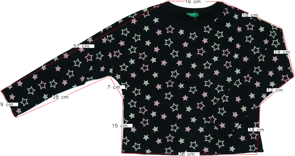 Fekete Benetton Pulóver EU 122 / UK 7 év / US 7 év/M