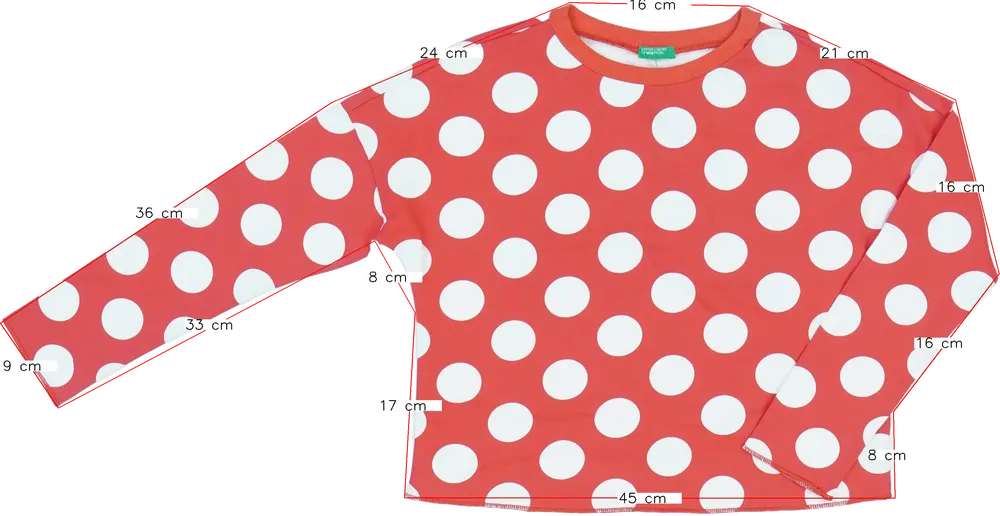 Piros Benetton Hosszú ujjú felső EU 140 / UK 10 év / US 10 év/L