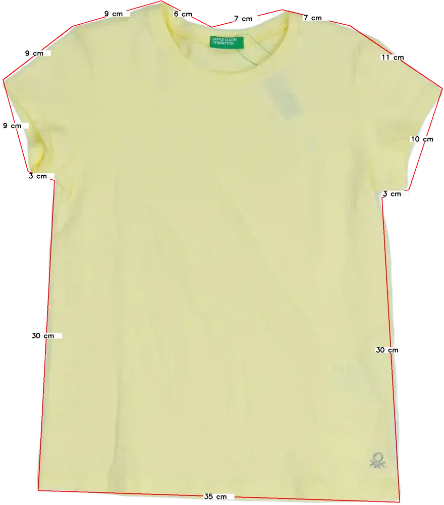 Sárga Benetton Póló EU 128 / UK 8 év / US 8 év/M