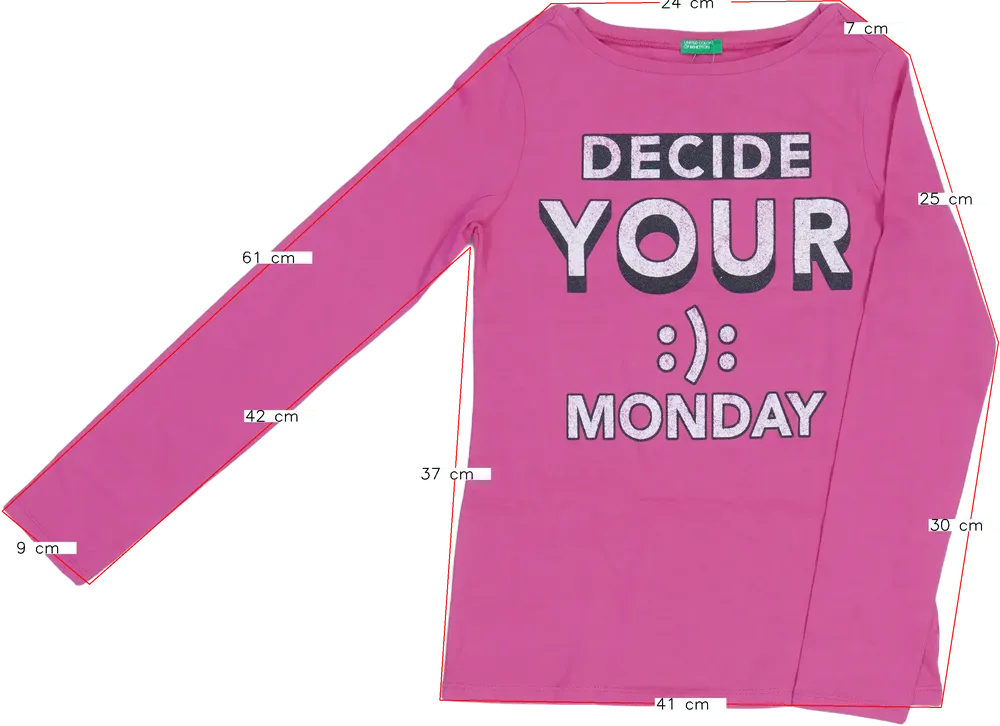 Rózsaszín Benetton Hosszú ujjú felső EU 152 / UK 12 év / US 12 év/L