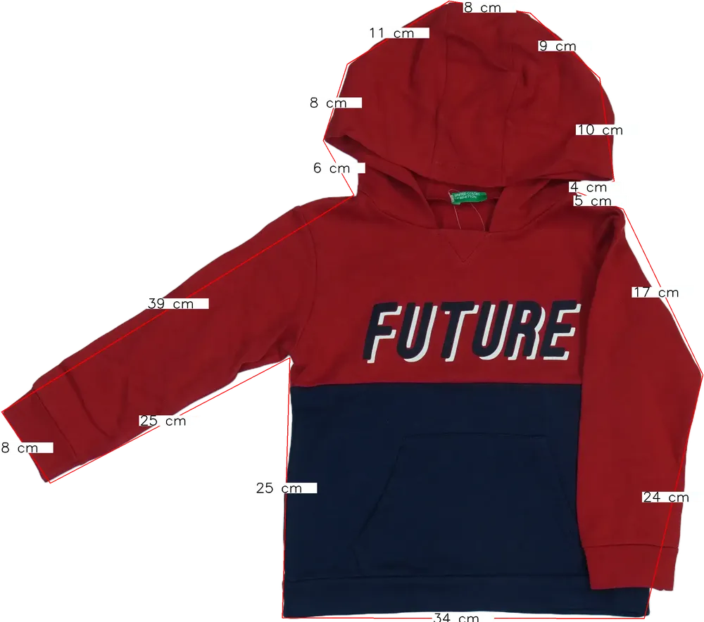 Piros Benetton Kapucnis pulóver EU 98 / UK 3 év / US 3T